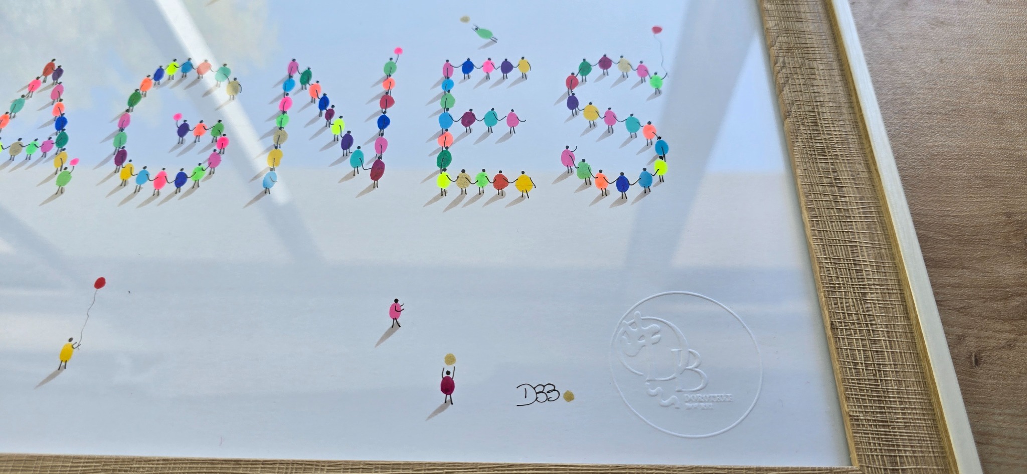Gros plan sur les personnages du prénom Agnès, la signature de Dorothée et son sceau en relief sur le papier